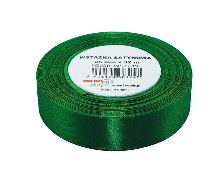Brewis, wstążka satynowa, zielona, 25mmx32m