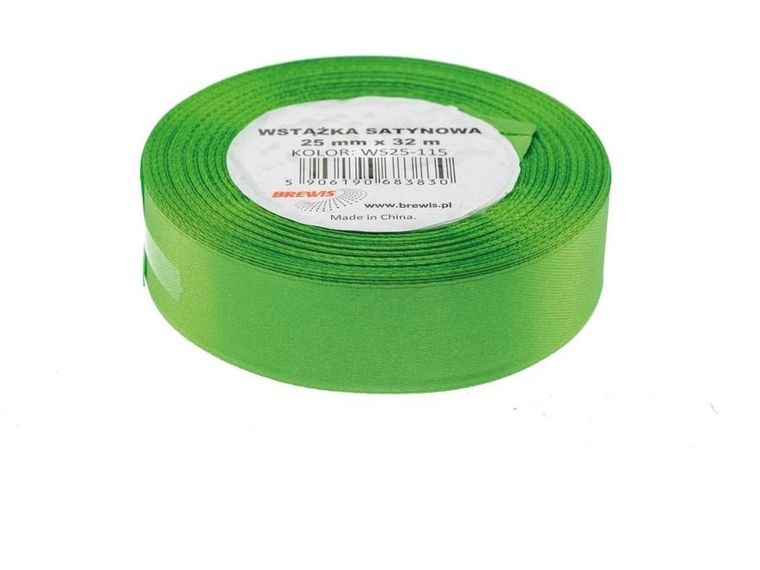 Brewis, wstążka satynowa, zielona, 25mmx32m