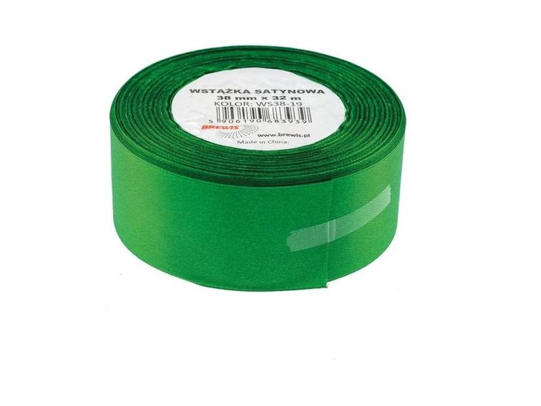 Brewis, wstążka satynowa, zielona, 38mmx32m