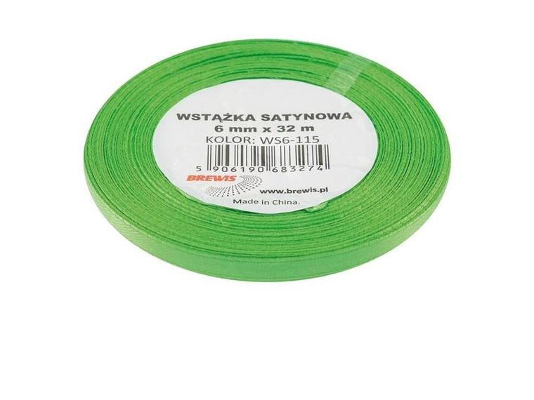 Brewis, wstążka satynowa, zielona, 6mmx32m