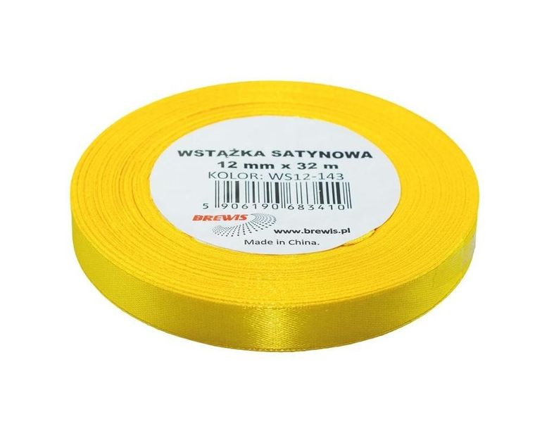 Brewis, wstążka satynowa, żółta, 12mmx32m