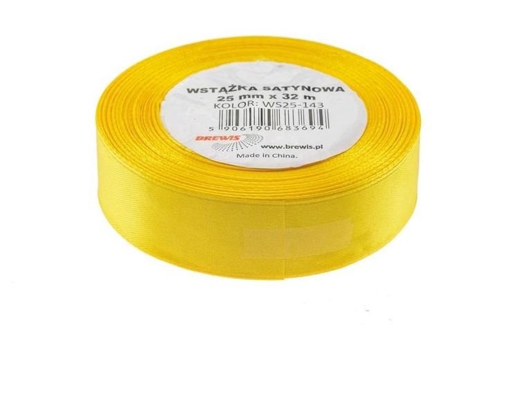 Brewis, wstążka satynowa, żółta, 25mmx32m