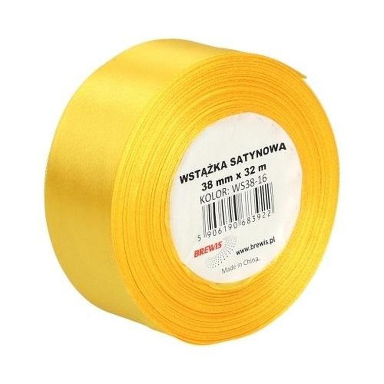 Brewis, wstążka satynowa, żółta, 38mmx32m
