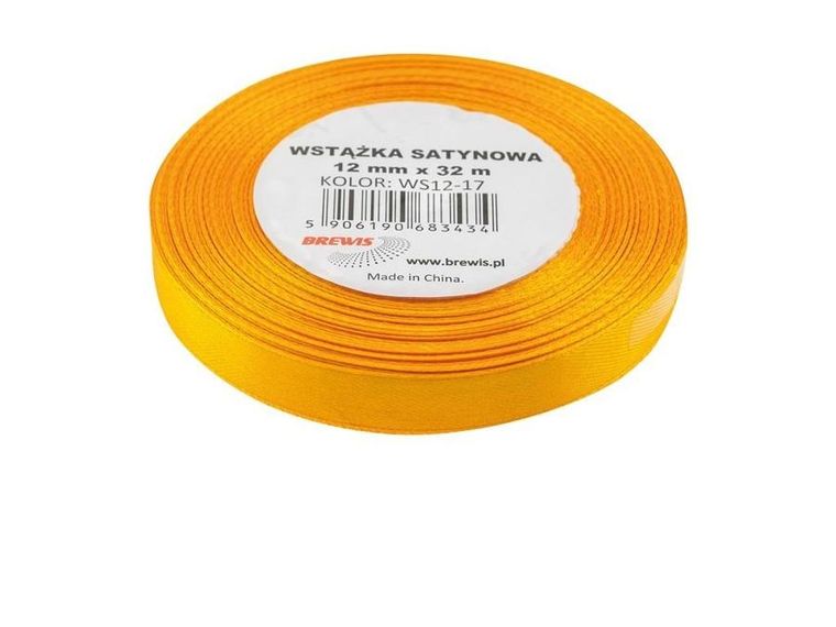 Brewis, wstążka satynowa, żonkilowa, 12mmx32m