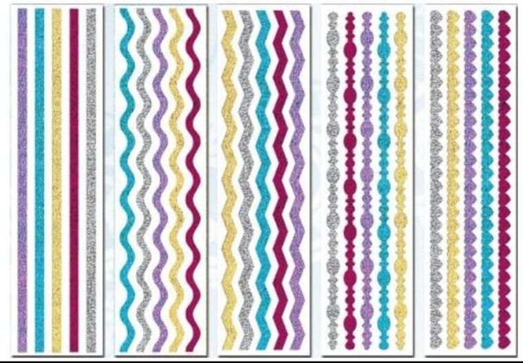 Brewis, wstążki samoprzylepne z brokatem, 8-31 cm