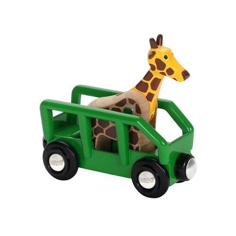 Brio World, Safari, wagon z żyrafą, zabawka drewniana