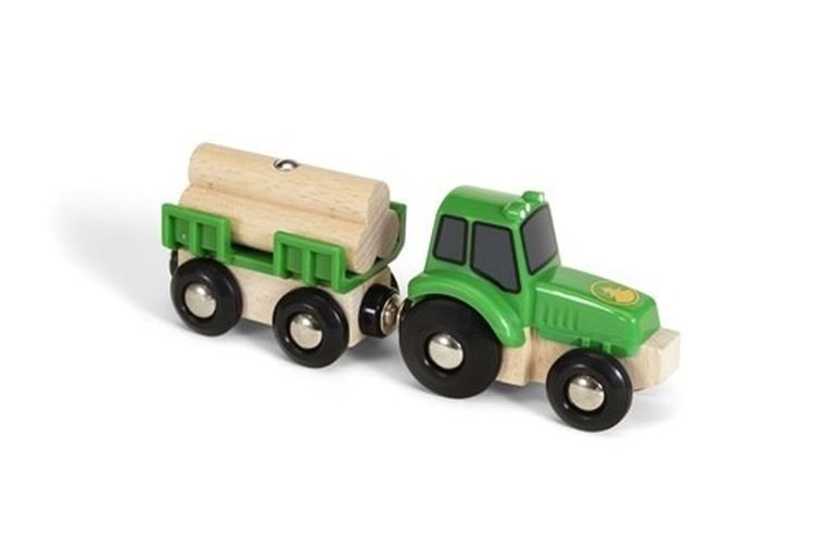 Brio World, Traktor z przyczepą i drewnem, zabawka drewniana