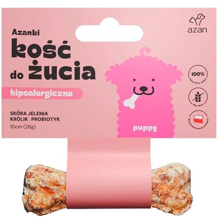 Brit, Azanki, Puppy, kość hipoalergiczna, ze skóry jelenia z królikiem i probiotykiem, przysmak dla psa, 10 cm