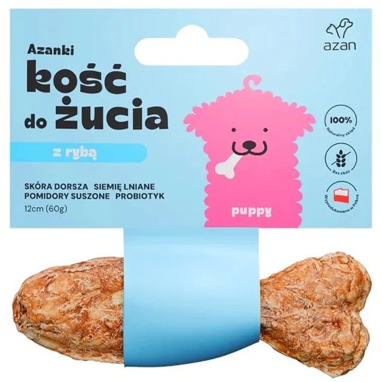 Brit, Azanki, Puppy, kość z dorszem i probiotykiem, przysmak dla psa, 12 cm