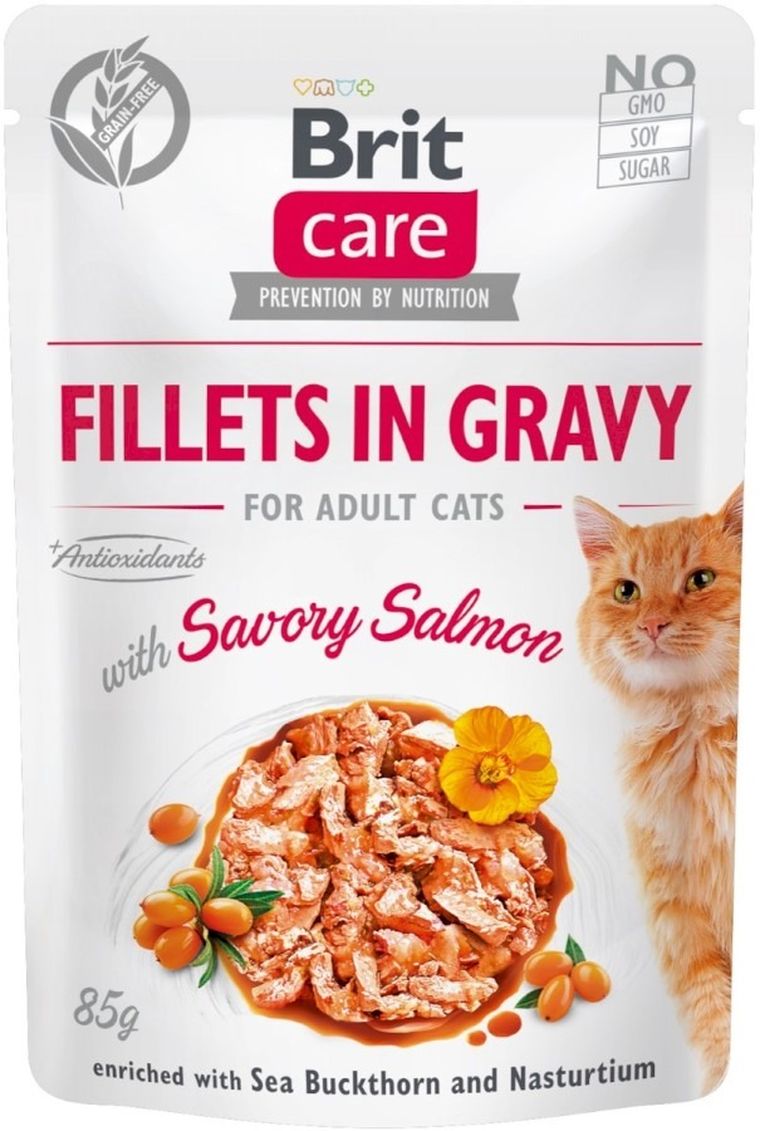 Brit Care Cat, Grain Free, Savory Salmon, sos, mokra karma dla kota, łosoś, 85g