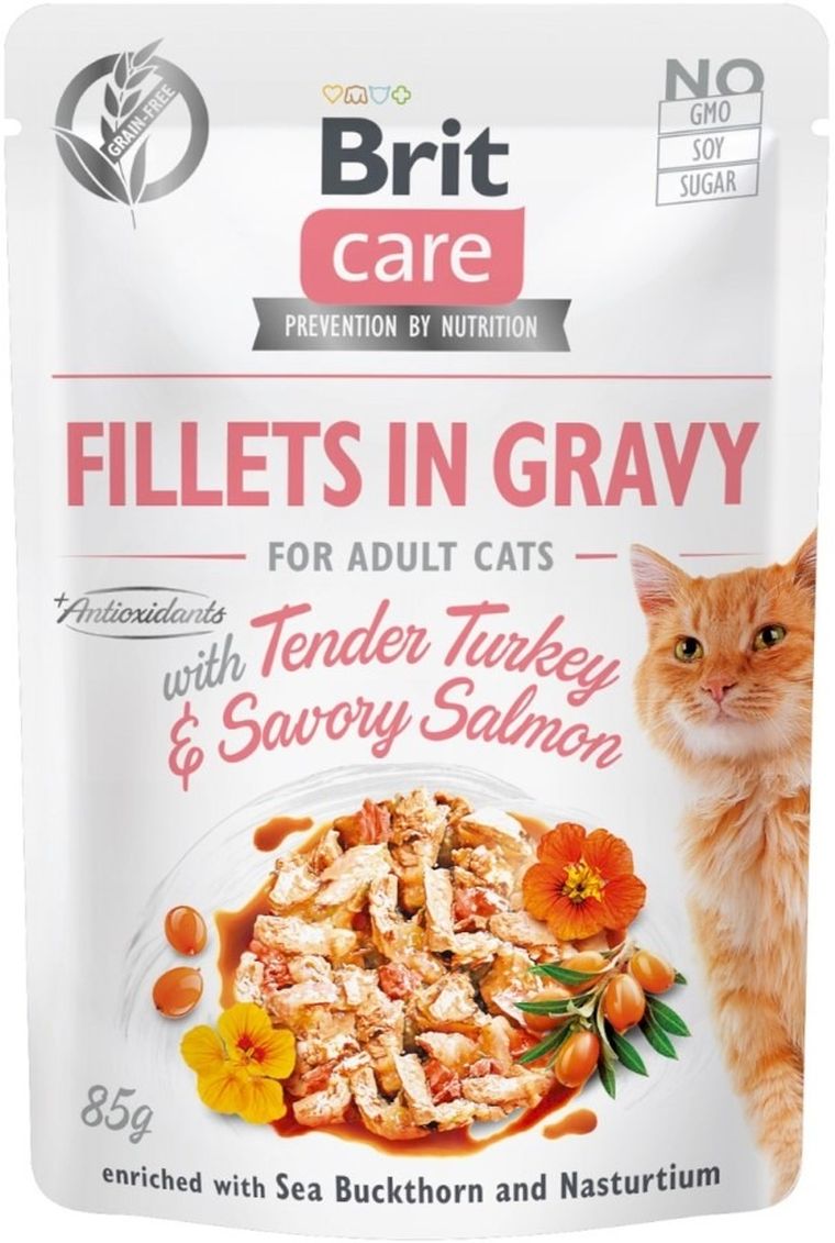 Brit Care Cat, Grain Free, Turkey & Salmon, sos, mokra karma dla kota, indyk i łosoś, 85g