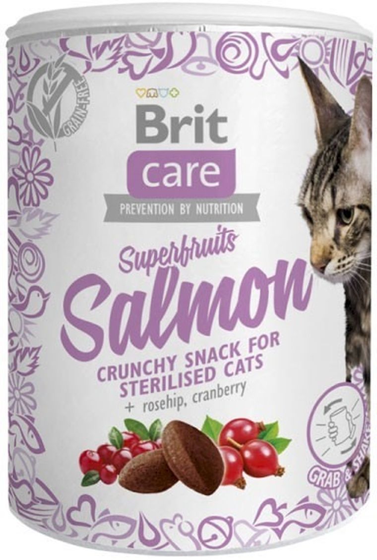 Brit Care Cat, Snack Superfruits Salmon Sterilised, przysmak dla kota, 100g
