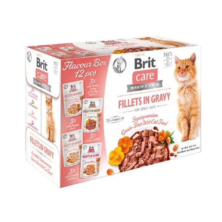 Brit Care, Fillets in Gravy, Flavour Box Pouch, mokra karma dla kota, 12-85g