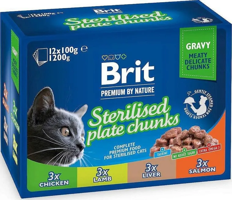 Brit, Cat, Pouches Sterile Plate, mokra karma dla kota, 12-100g