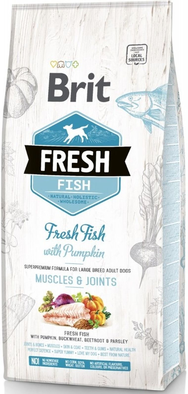 Brit Fresh, Fish Pumpkin, Adult Large, ryba i dynia, karma dla psów dorosłych, 12 kg