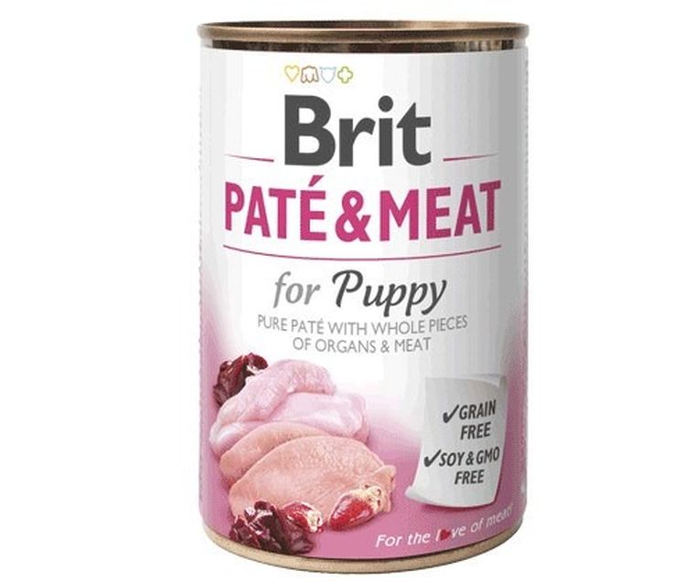 Brit, Paté & Meat, Kurczak, puszka, mokra karma dla szczeniąt, 400g