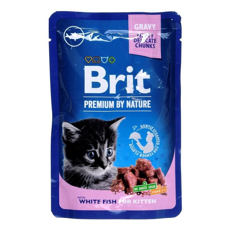 Brit, Premium By Nature, karma mokra dla kota, White Fish Kitten, 100g
