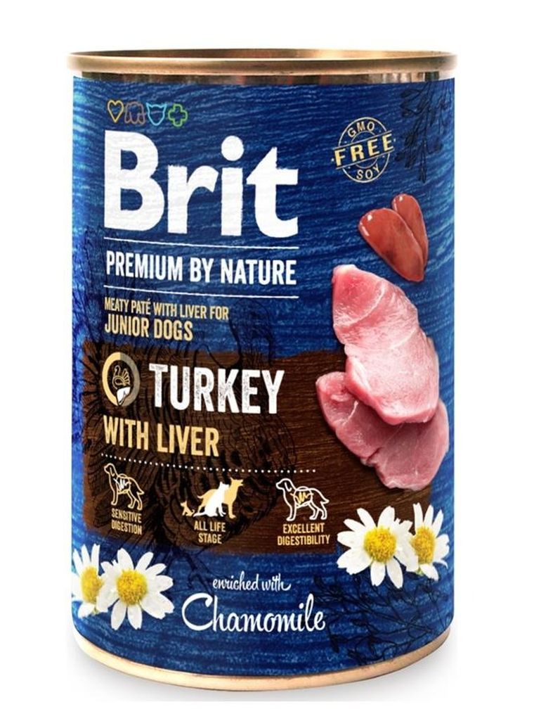 Brit, Premium by nature, turkey&liver, mokra karma dla szczeniaka, 400g