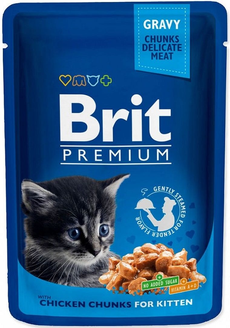 Brit Premium, Kitten, kawałki kurczaka, saszetka dla kociąt, 100g