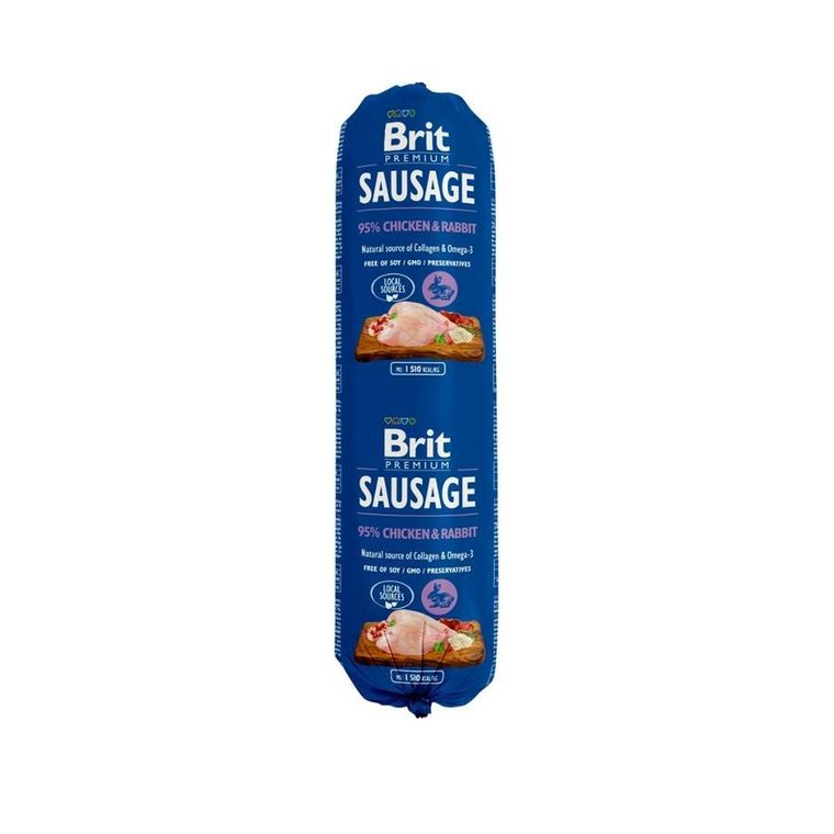Brit, Premium, Sausage, kurczak z królikiem, karma mokra dla psa, 800g