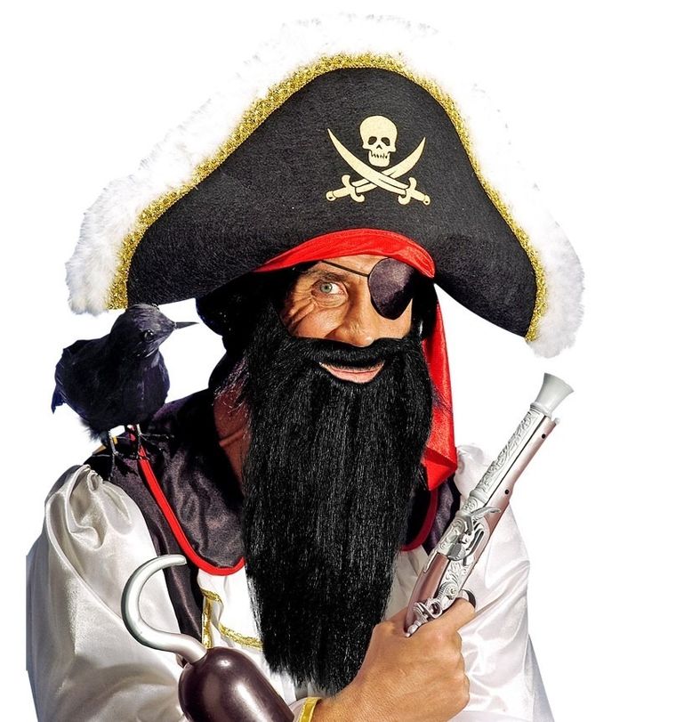 Broda z wąsami, długa, czarna