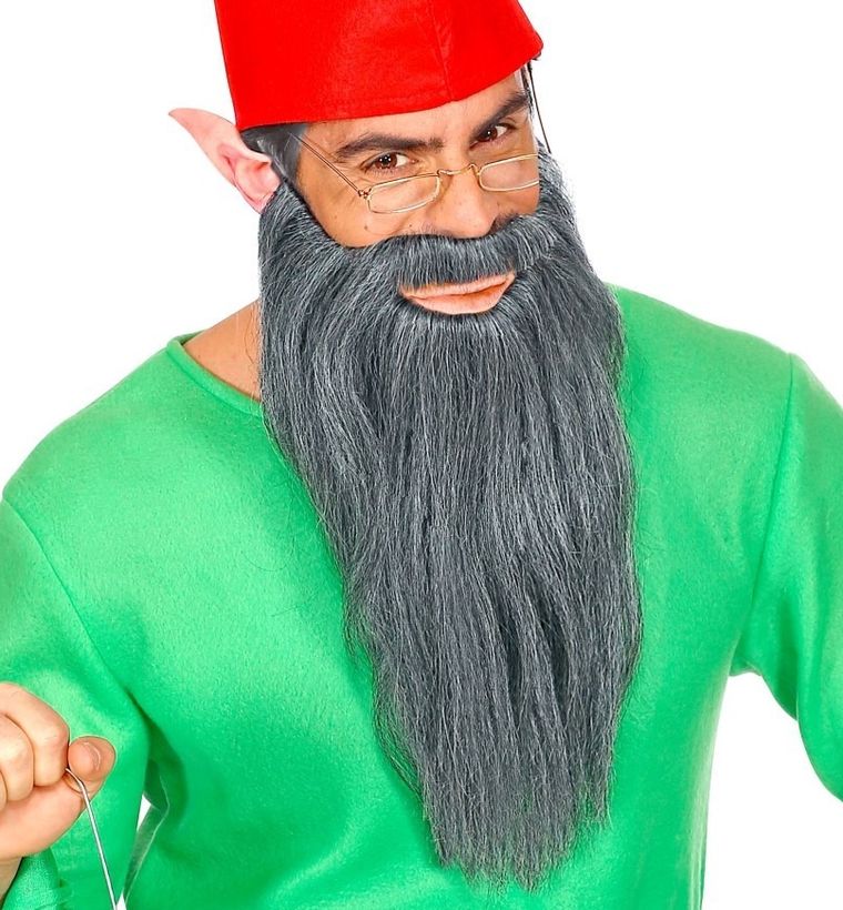 Broda z wąsami, długa, siwa