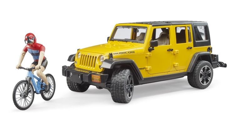 Bruder, Jeep Wrangler Rubicon, samochód z rowerem i figurką