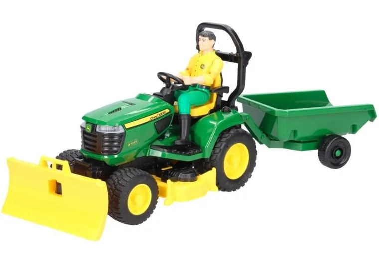 Bruder, John Deere, pojazd traktorek z kosiarką i figurką