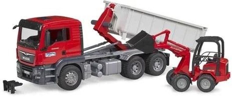Bruder, MAN, ciężarówka z kontenerem i minikoparką