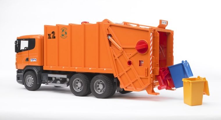 Bruder, Scania R Śmieciarka pomarańczowa