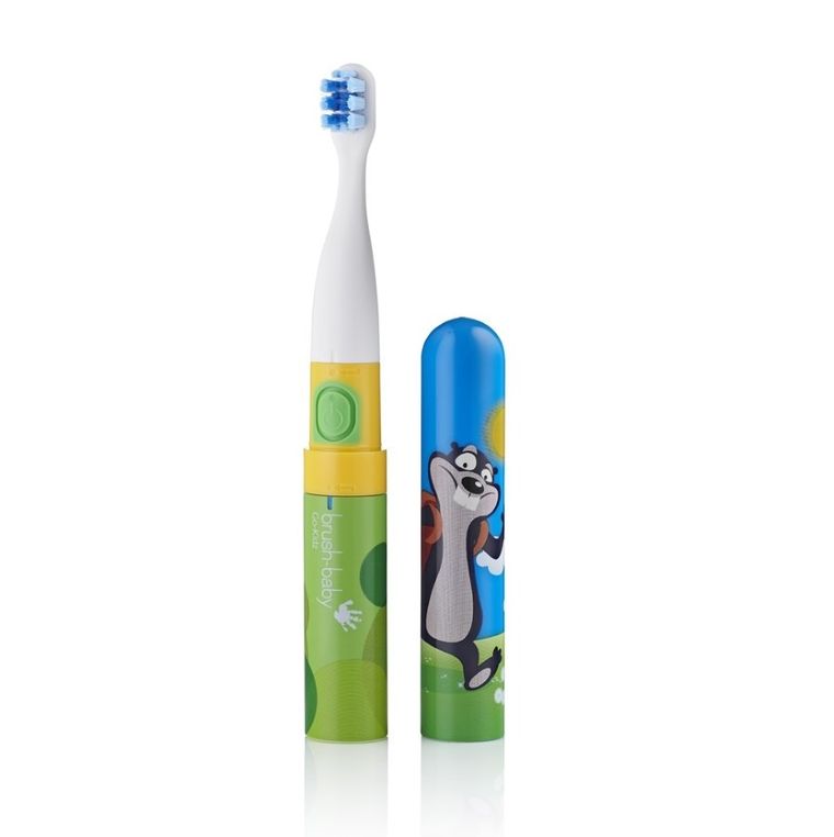 Brush-Baby, Go-Kidz, podróżna szczotka soniczna z naklejkami dla dzieci, Bóbr