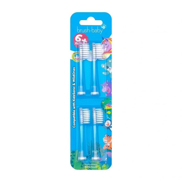 Brush-Baby, KidzSonic & WildOnes, końcówki do szczoteczki sonicznej, 6+ lat, 4 szt.