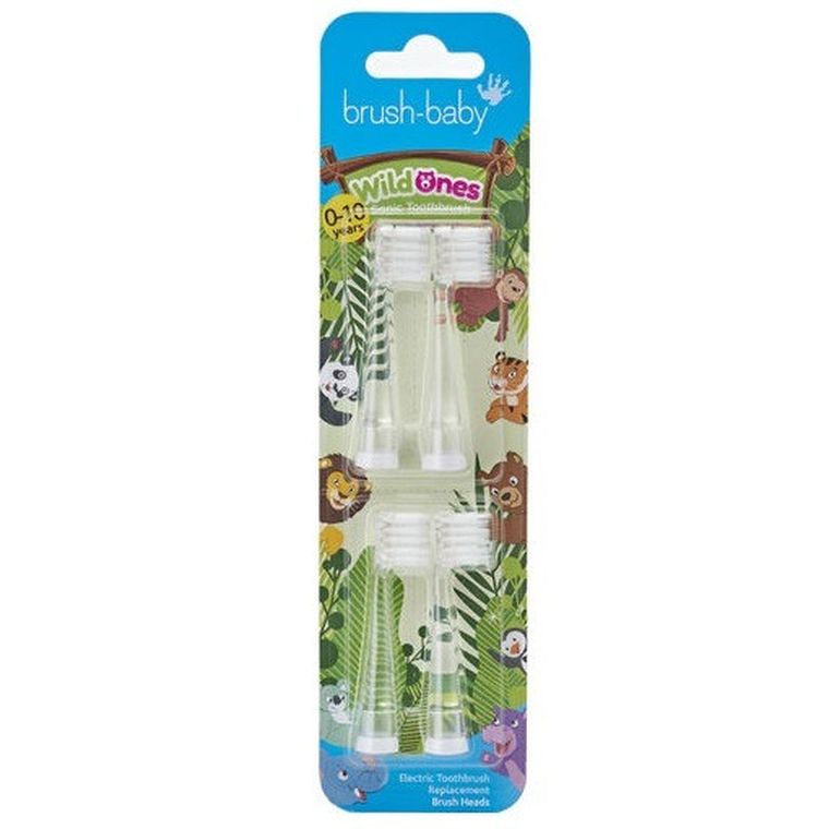 Brush-Baby, WildOnes, końcówki do szczoteczki sonicznej, 0-10l, 4s zt.