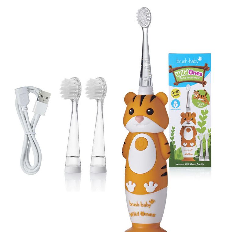 Brush-Baby, WildOnes, szczoteczka soniczna dla dzieci 0-10 lat, Tiger