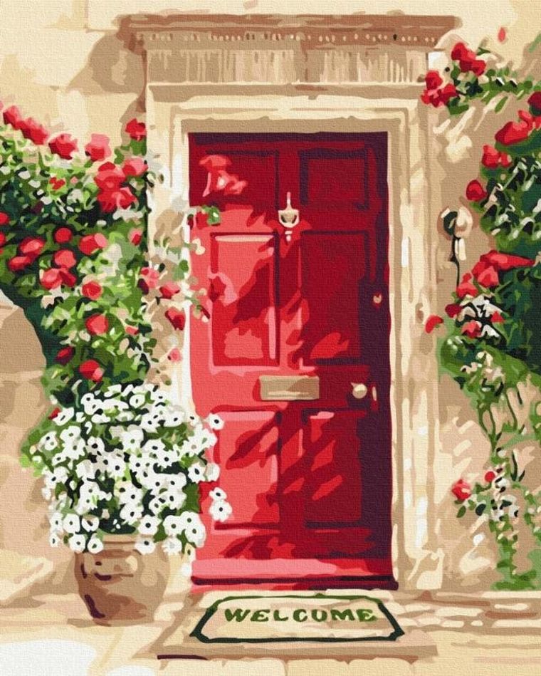 Brushme, malowanie po numerach, drzwi kwiatowe, 40-50 cm