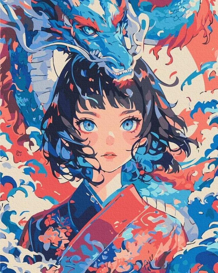 Brushme, malowanie po numerach, dziewczyna, która stała się smokiem, 40-50 cm