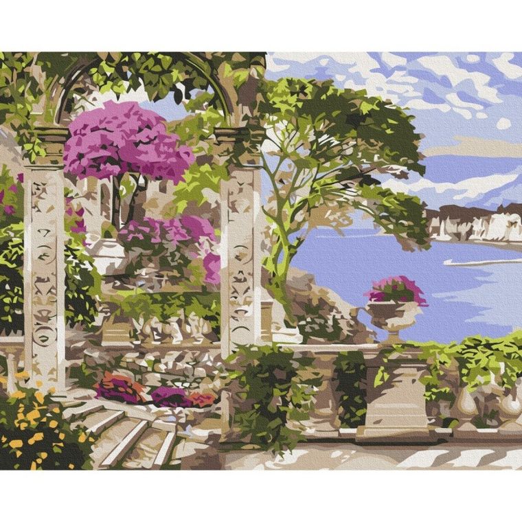 Brushme, malowanie po numerach, kwiaty w ogrodzie, 40-50 cm