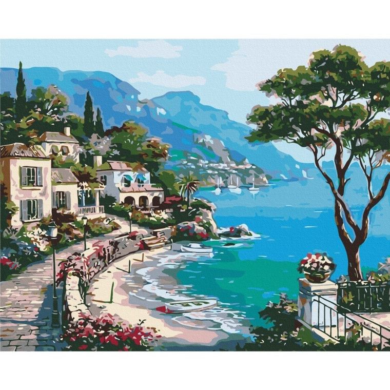 Brushme, malowanie po numerach, nabrzeże włoskie, 40-50 cm