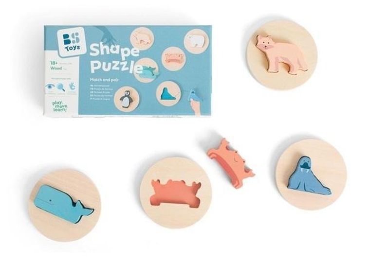 BS Toys, Dopasuj kształt, puzzle konturowe, drewniane