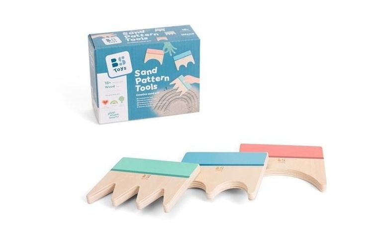 BS Toys, łopatki do robienia wzorów na piasku, drewniane