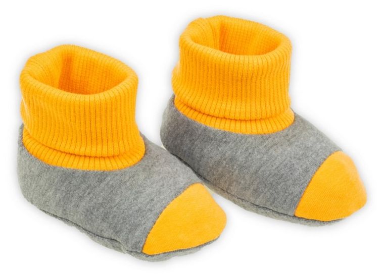 Buciki niechodki chłopięce, szaro-żółte, Nicol