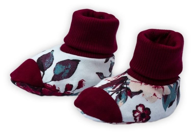 Buciki niechodki dziewczęce, biało-bordowe, Nicol