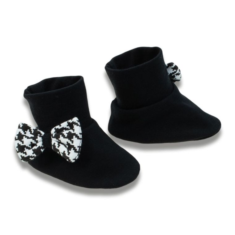 Buciki niechodki dziewczęce, biało-czarne, Nicol