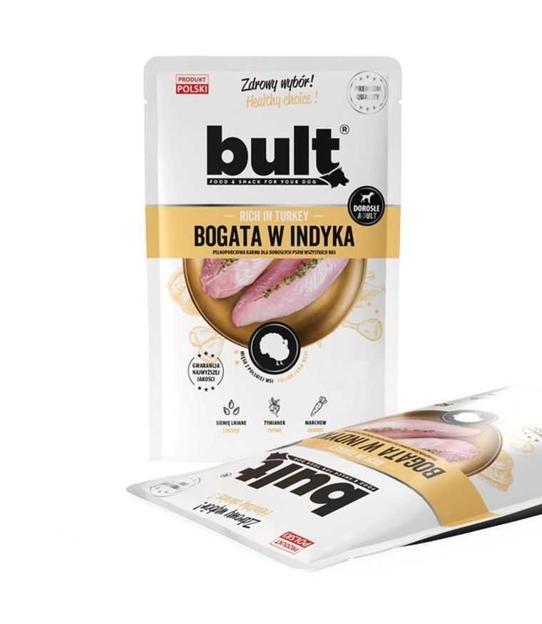 Bult, mielonka bogata w indyka, saszetka, mokra karma dla psa, 100g