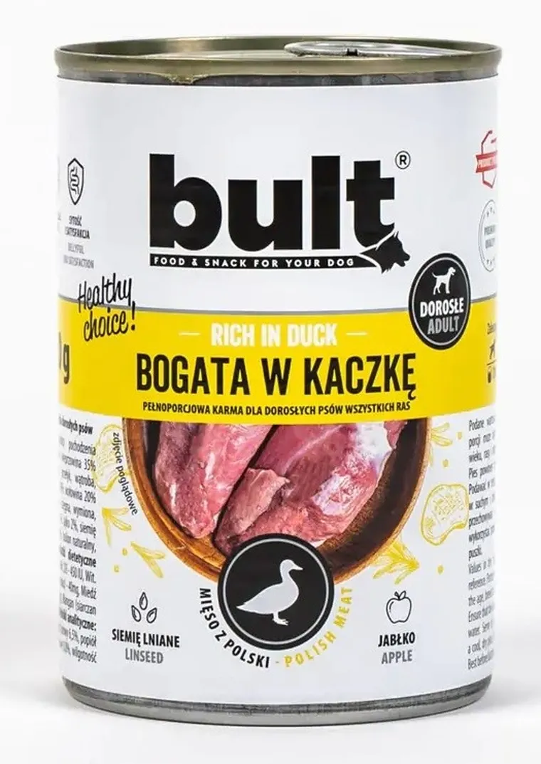 Bult, puszka, bogata w kaczkę, mokra karma dla psa, 800g