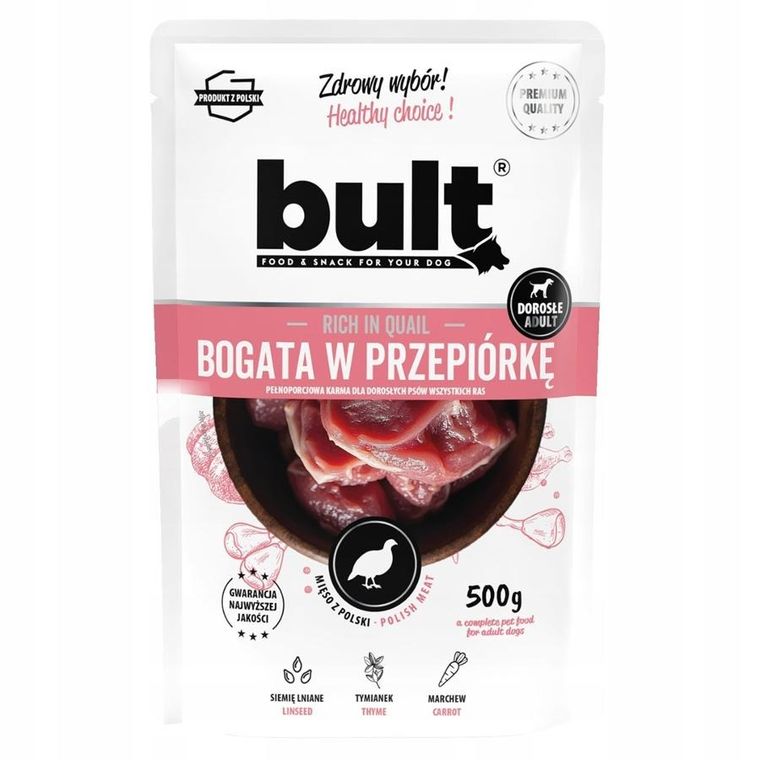 Bult, saszetka mielonka bogata w przepiórkę, karma mokra dla psa, 500g