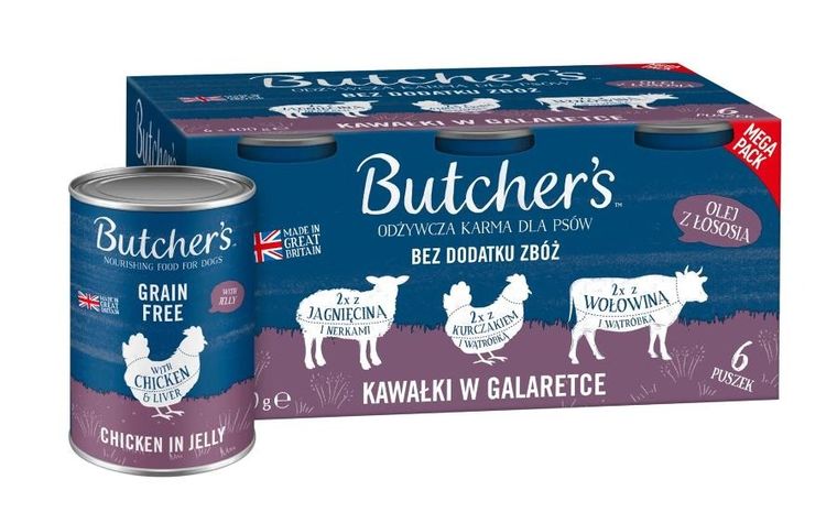 Butcher's, mix smaków w galaretce, karma mokra dla psów, 6-400g
