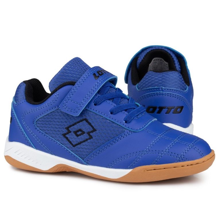 Buty piłkarskie dziecięce, halowe, niebieskie, Whizzer K — Lotto