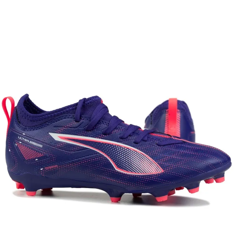 Buty piłkarskie dziecięce, korki, fioletowe, Puma Ultra 5 Match FG/AG