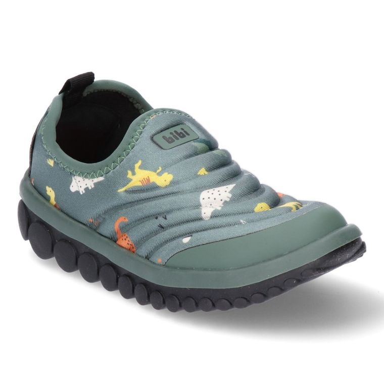 Buty sportowe chłopięce, slip on, zielone, Bibi Shoes